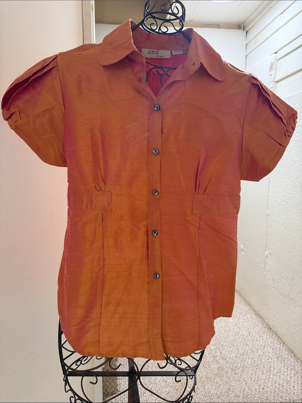 Autumn Sun Silk Short Sleeve Blouse